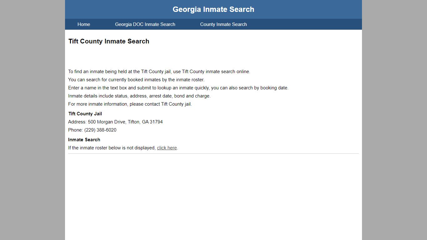 Tift County Jail Inmate Search