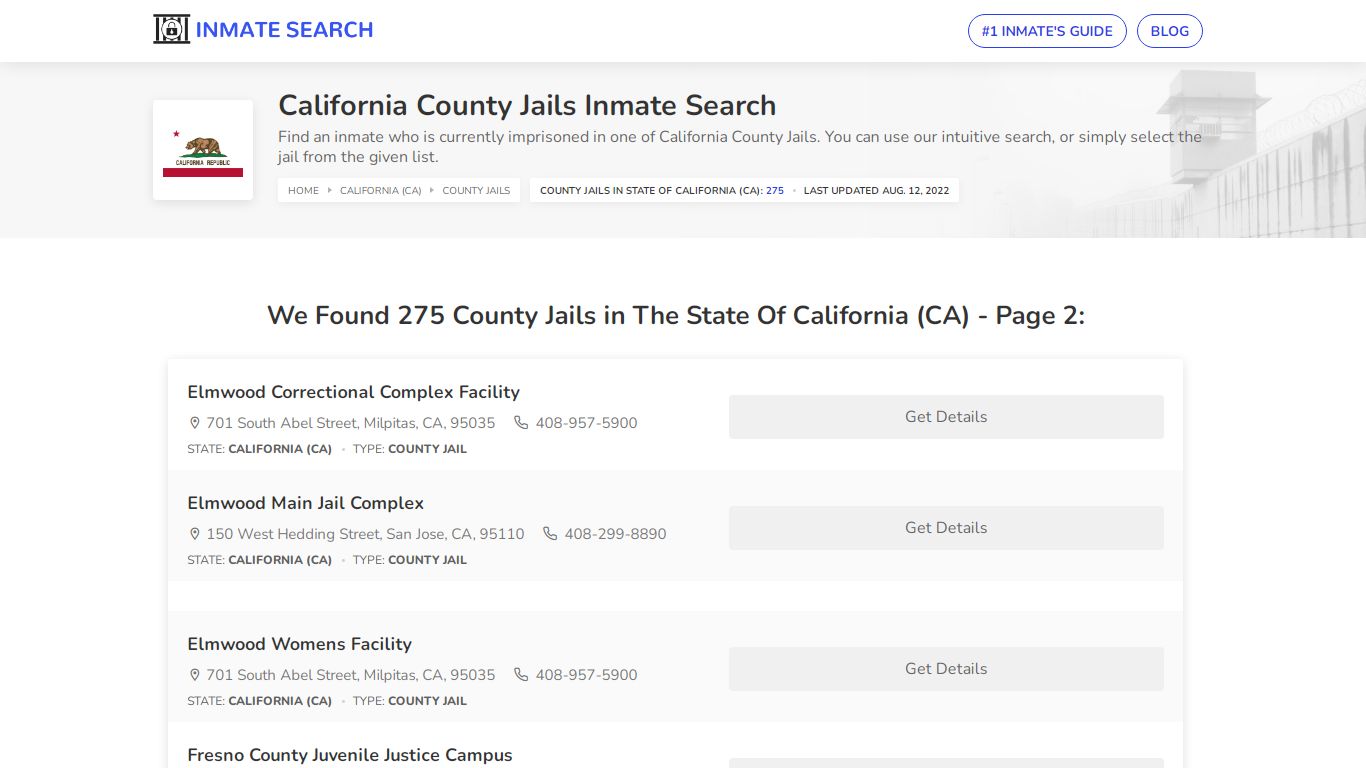 California County Jails Inmate Search